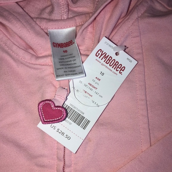 Gymboree Pink Heart Hoodie Zip Up Cotton Jacket Sweater Cotton Pants Set Size 10 - Picture 11 of 12